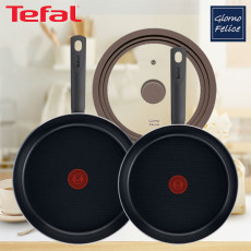 [테팔] 초코브라우니 프라이팬 24cm+G6 드레스 블루 프라이팬 28cm+[죠르노펠리체] 실리콘 멀티 유리 뚜껑 M