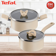 [테팔] 인덕션 블라썸 베이지 편수냄비18cm+양수냄비20cm