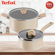 [테팔] 인덕션 블라썸 베이지 편수냄비18cm+양수냄비24cm
