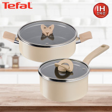 [테팔] 인덕션 블라썸 베이지 편수냄비18cm+전골냄비24cm