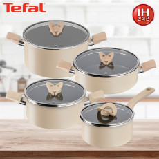 [테팔] 인덕션 블라썸 베이지 편수냄비18cm+양수냄비20cm+24cm+전골냄비24cm